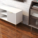 Modern TV Stand with Wave-Design Doors, Open Shelf & Adjustable Shelf - Stylish and Functional for Your Living Room