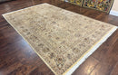 Pak Persian Rug 6x9, Vintage Handmade Wool Carpet, Floral, Beige