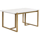 TOPMAX Modern Dining Table Set for 6 Faux Marble Kitchen Table Set with 6 Upholstered Dining Chairs, 7-Piece, White+Golden