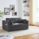 54" Pull-Out Sleeper Sofa Bed Double Seat Recliner Sofa Bed with Armrests with Storage and Side Pockets, Adjustable Backrest and Lumbar Pillow for Apartments, Living Rooms, etc. with USB Power Outlet