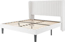 Velvet Upholstered Full Bed Frame With Wingback Headboard