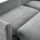 Modern L-Shaped Sectional Sofa with Storage, Movable Ottoman, and Throw Pillows, Grey Chenille, 83'