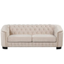 Modern Velvet Upholstered 3-Piece Sofa Set with Rubber Wood Legs in Beige