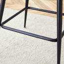 Two rotating bar stools with breathable cotton and linen soft cushions, in a retro green seat and black spray-painted iron frame, suitable for both restaurants and bars