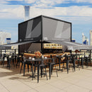 24 Inch Black Outdoor Metal Bar Stools Set of 4 Counter Height Large Ergonomic Seats