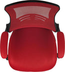 Kelista Red Mid Back Swivel Office Chair With Flip Armrests