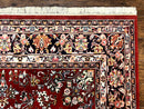 Indo Persian Sarouk Rug 8x10, Red, Floral Allover, Handmade Vintage Wool Carpet, Traditional Rug