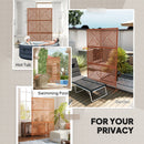 Decorative Privacy Fence Screen, Metal Outdoor Privacy Screen Climbing Plant Trellis With Stand, Rhombus Brown