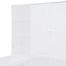 Twin Size Wooden Daybed With Three Drawers, and All-in-One Cabinet, Desk and Shelves, White