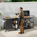 Outdoor Grill Cart with 304 Stainless Steel Sink and Cabinet, Black and Silver, L38' x W18' x H35'