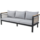Outdoor Sectional Sofa Set 5-Person Patio Seating Group with Cushions and Coffee Table, Grey, Steel & Acacia Wood