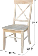 X Back Dining Chairs Set Of 2 In Unfinished Parawood