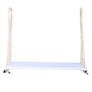 TOPMAX Patio Wooden Swing Chair, Hanging Porch Swing Bench with Cushion&Pillows, 10.8Ft Hemp Ropes for Garden,Backyard, Lawn,White