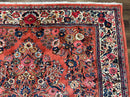 Persian Sarouk Rug 7x10, Red and Ivory, Floral Bouquets, Birds