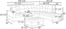 L Shaped 3 Piece Flannel Sofa With Storage Ottoman Grey