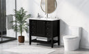 36' Bathroom Vanity with Sink Combo, One Cabinet and Three Drawers, Solid Wood and MDF Board, Black (Old Sku:SY999505AAB)