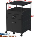 Rolling Mobile File Cabinet With Two Drawers Black