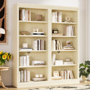 83' Tall Wood Bookcase Suite with light strip ,5-Tier Decor Bookcase Suite with Adjustable Shelves,Storage Organizer,Free Standing Storage Shelves Suite for Living Room,Home Office,Beige and Yellow