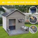 Large balcony doghouse, 44.2' long x 44.6' wide x 44.6' high solid wood asphalt roof dog house for large dogs with large terrace, weatherproof large dog house,Complimentary a good cleaning mat