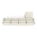 Elegant Four-Seater Sofa with Movable Ottoman in White Chenille Fabric and Ergonomic Design