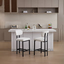 Bar Stools Set of 2, 26 inch Modern Upholstered Fabric Counter Height Barstools, Kitchen Island Chairs with Black Metal Legs for Dining Room/Kitchen Island/Bar