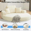 Beige 71Inch Convertible Sleeper Sofa Bed Upholstered