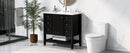 36' Bathroom Vanity with Sink Combo, One Cabinet and Three Drawers, Solid Wood and MDF Board, Black (Old Sku:SY999505AAB)