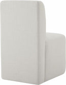 2 Linen Upholstered Armless Dining Chairs With Casters