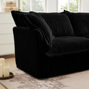 Slipcovered Sectional 2 Seater Sofa Couch with Convertible Ottoman, Wide and Deep Seat L Shaped Sofa with Detachable Cover and Soft Multiple Big Pillows,Black Corduroy Fabric