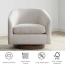 Ivory Swivel Barrel Chair With Plush Foam Back Cushion
