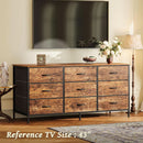 Rustic Brown 9 Drawer Dresser And TV Stand 47 Inch Wide