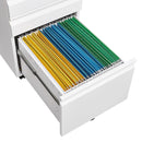 Modern 3-Drawer Mobile Filing Cabinet with Lock, White Metal Office Storage, Legal/Letter Size