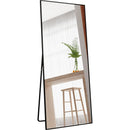 Tempered mirror 71" x 32" Tall Full Length Mirror with Stand, Black Wall Mounting Full Body Mirror, Metal Frame Full-Length Mirror for Living Room, Bedroom