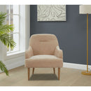 Chenille Armchair, Modern Style Accent Chair with Wood Legs, Comfy Design for Living Room, Bedroom, Office,Beige