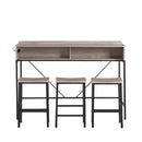 59 inch bar table, dining table, sofa table with power socket and LED light, 3 saddle stools, 4-piece bar table and chairs set for living room, dining room and kitchen