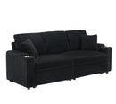 80-inch two-in-one folding sofa, foldable hidden lying function, corduroy fabric, equipped with cup holder and pillow, easily adapts to the living room space, black
