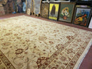 Oushak Rug 10x14 Neutral Colors Handmade Peshawar Wool Carpet Oatmeal Beige