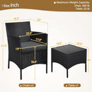 3 Piece Outdoor PE Rattan Wicker Patio Furniture Set With Soft Cushions And Glass Coffee Table