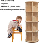 Rotating Bookshelf 360 Display 4 Tier Bookcase Solid Wood