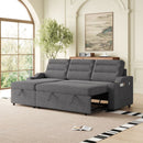 MH83.5' Convertible Sleeper Combo Sofa, Convertible Sofa Bed Polyester Pullout Bed with Storage Recliner and Cup Holder for Living Room, Tight Spaces