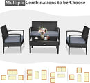 4 Piece Patio Rattan Furniture Set With Glass Coffee Table
