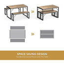 Dining Table Set For 4 With 2 Benches Gray Finish Modern