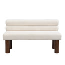 Upholstered Dining Bench, End of Bed, Entryway Bench, Boucle Ottoman for Dining Room, Bedroom, Living Room, Rubber Wood Leg 330 LBS Support, Beige
