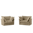 Set of 2 Slipcovered Armchairs,Deep Seat Accent Chair Set for Living Room, Reading Room, Bedroom and Working Spaces,Armchair Sets with Large Soft Pillows,Camel Corduroy Fabric