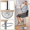 Bar Stools Set of 2, PU Leather Swivel Backrest, Gray