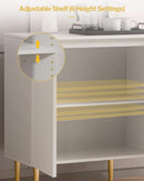 White Fluted Storage Cabinet Set Of 2 Modern Sideboards