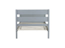 Twin Bed with Headboard and Footboard,Rubber Wood Bed,Grey