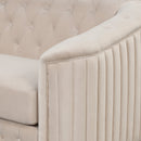 Modern Velvet Upholstered 3-Piece Sofa Set with Rubber Wood Legs in Beige