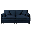 Modern Chenille Deep Seat Sectional Sofa Cloud Couch with Ottoman, Comfy Love Seat Upholstered Modular L Shaped Couch, Blue