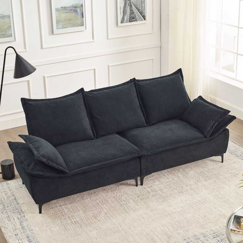 " 88.5 Modern Sailboat Sofa Dutch Velvet 3-Seater Sofa with Two Pillows for Small Spaces in Living Rooms, Apartments